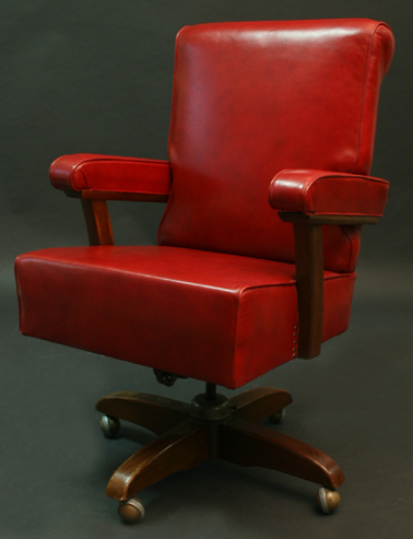 Picture of Office  swivel armchair 40s - bordeaux leather