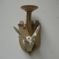 Picture of White Roe deer antlers with skull wall lamp n° 18