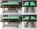 Picture of two double dark school desks