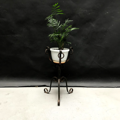 Picture of small wrought iron planter with drop rings from 1950s