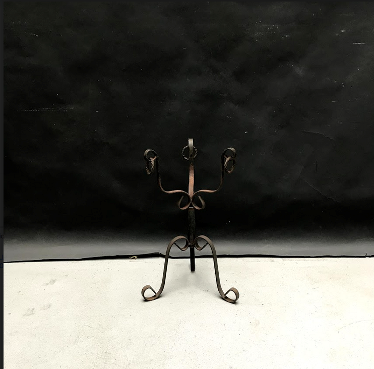 Picture of small wrought iron planter with drop rings from 1950s