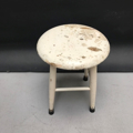 Picture of Primitive rustic round wooden white stool