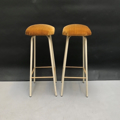 Picture of Pair of stools with velvet mustard seat