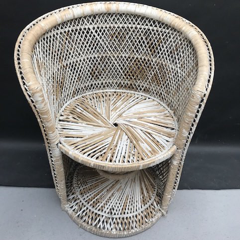 Picture of Small White Wicker Peacock Chair 