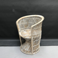 Picture of Small White Wicker Peacock Chair 