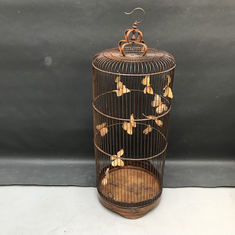 Picture of bamboo birdcage with butterfly