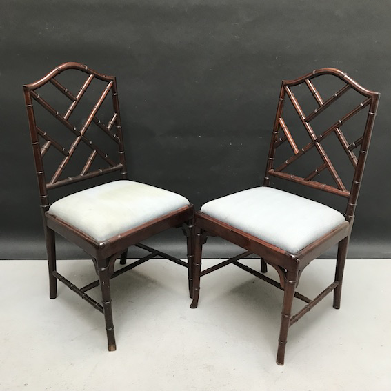 Picture of Pair of chairs mahogany bamboo-like