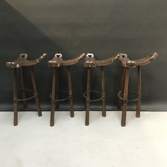 Picture of Vintage Set of four Brutalist Stools from Spain
