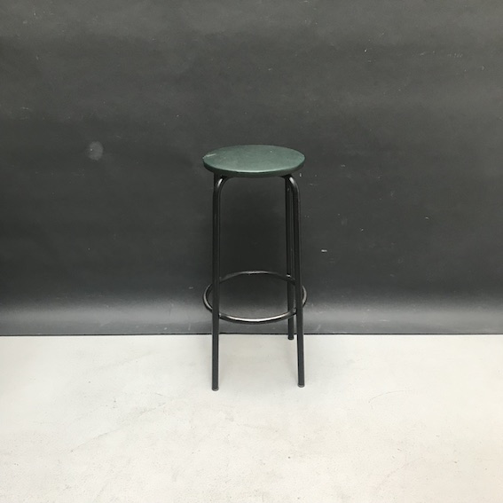 Picture of Green Leatherette stool with black legs