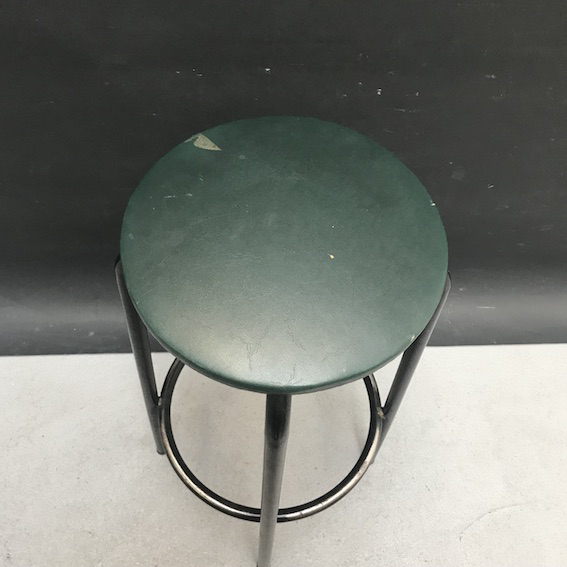 Picture of Green Leatherette stool with black legs