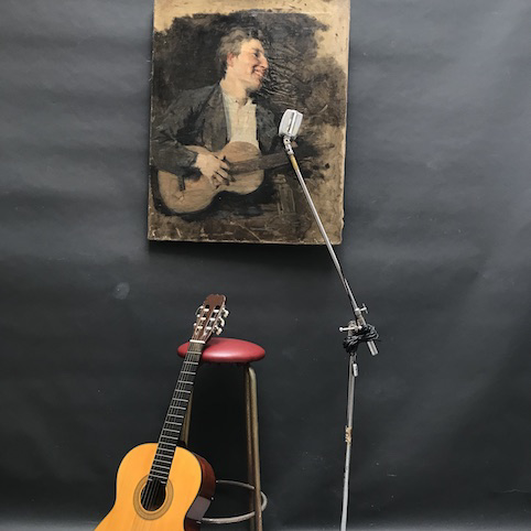 Picture of Oil painting Young man playing guitar by H. Weber
