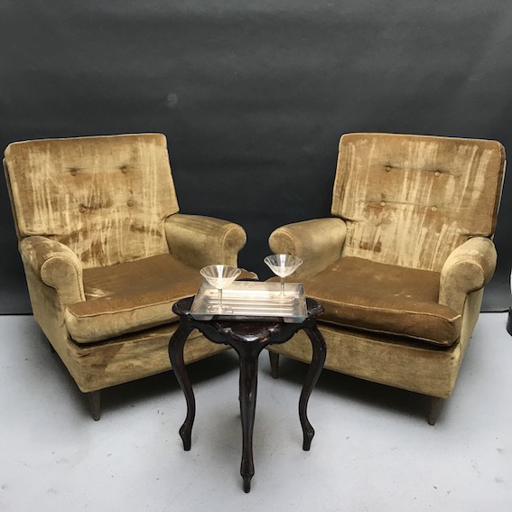 Picture of Pair of mustard velvet armchairs